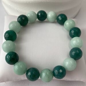 Amazonite and Green Agate Stretch Beaded Bracelet